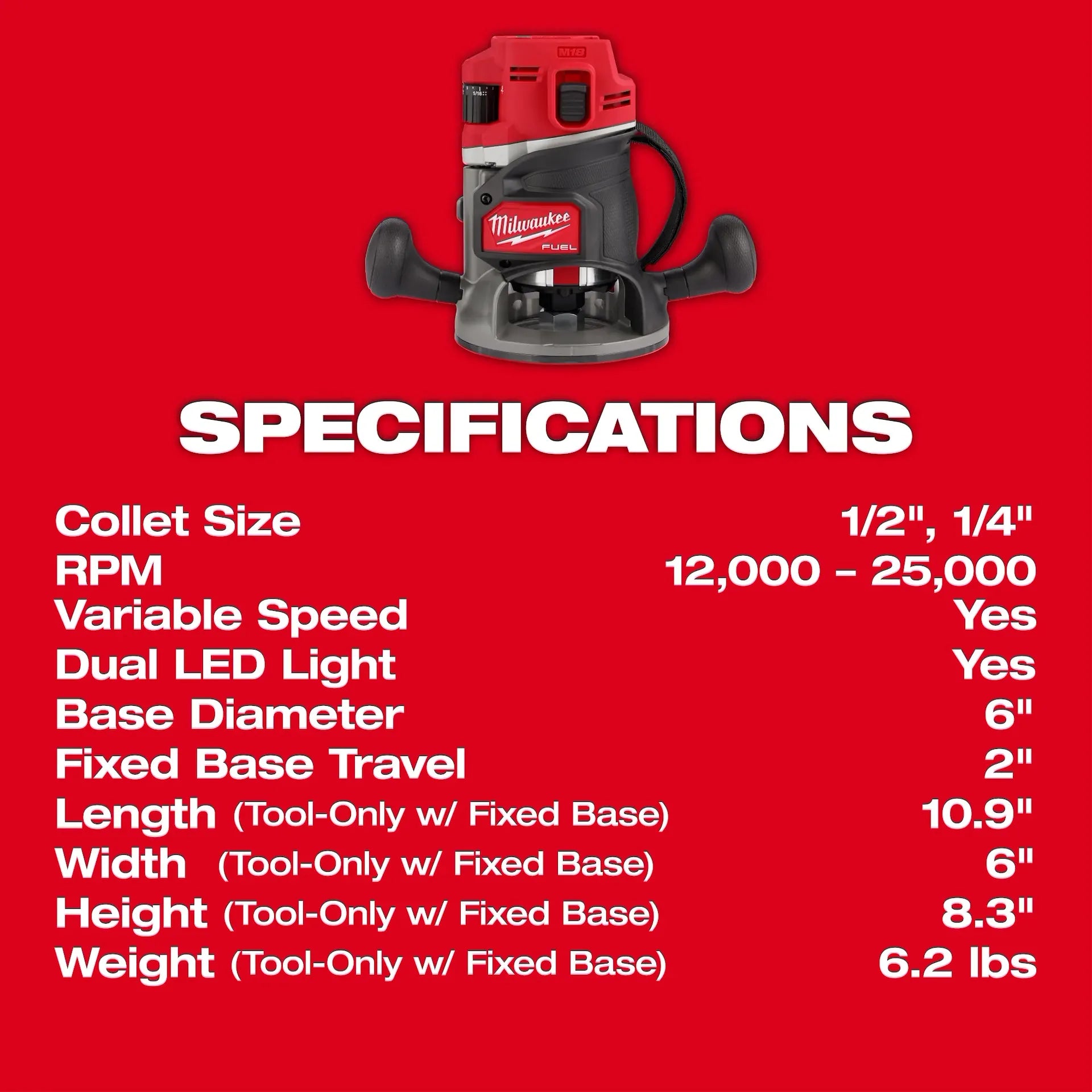 Milwaukee 2838-20 - M18 FUEL™ 1/2" Router