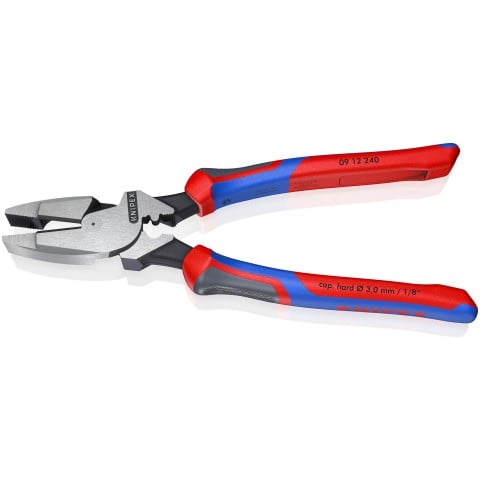 KNIPEX 09 12 240 - 9 1/2" High Leverage Lineman's Pliers New England with Fish Tape Puller & Crimper