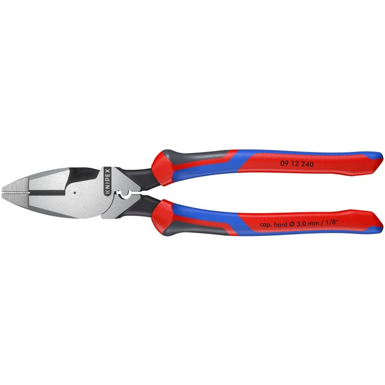 KNIPEX 09 12 240 - 9 1/2" High Leverage Lineman's Pliers New England with Fish Tape Puller & Crimper