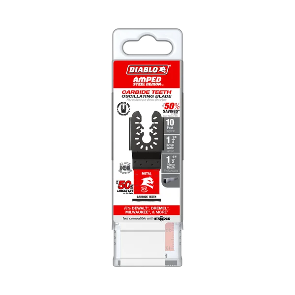 Diablo DOU125CF10 - 1-1/4" AMPED™ Steel Demon™ Universal Fit Carbide Teeth Oscillating Blades for Metal (10-pk)