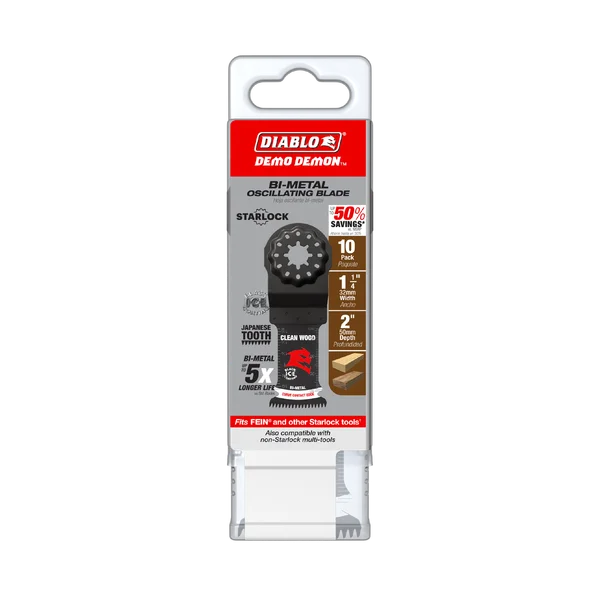Diablo DOS125JBW10 - 1-1/4" Demo Demon™ Starlock Bi-Metal Oscillating Blades for Clean Wood (10-pk)
