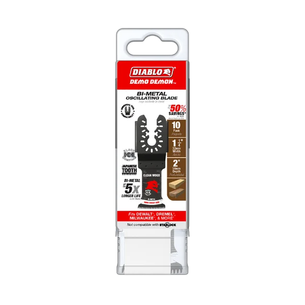 Diablo DOU125JBW10 - 1-1/4" Demo Demon™ Universal Fit Bi-Metal Oscillating Blades for Clean Wood (10-pk)