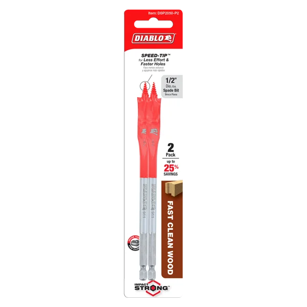 Diablo DSP2050-P2 - 1/2" x 6" Spade Bits for Wood (2-pk)