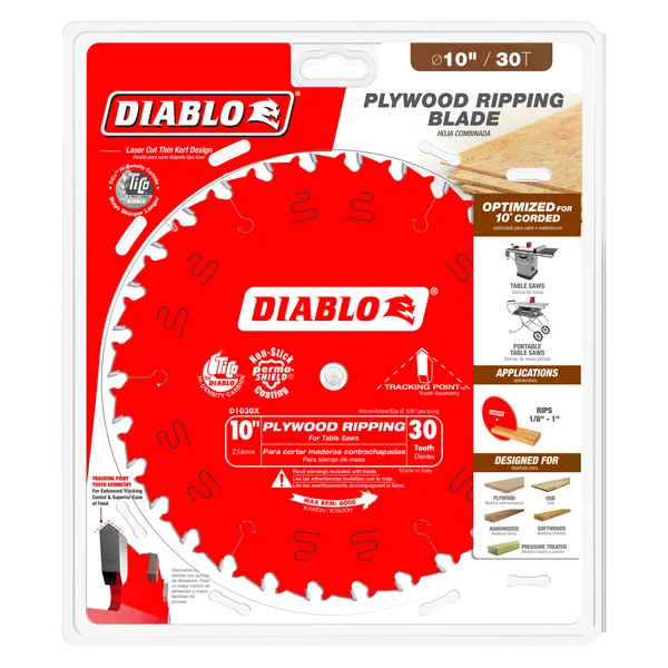 Diablo D1030X - 10" x 30-Teeth Plywood Ripping Saw Blade