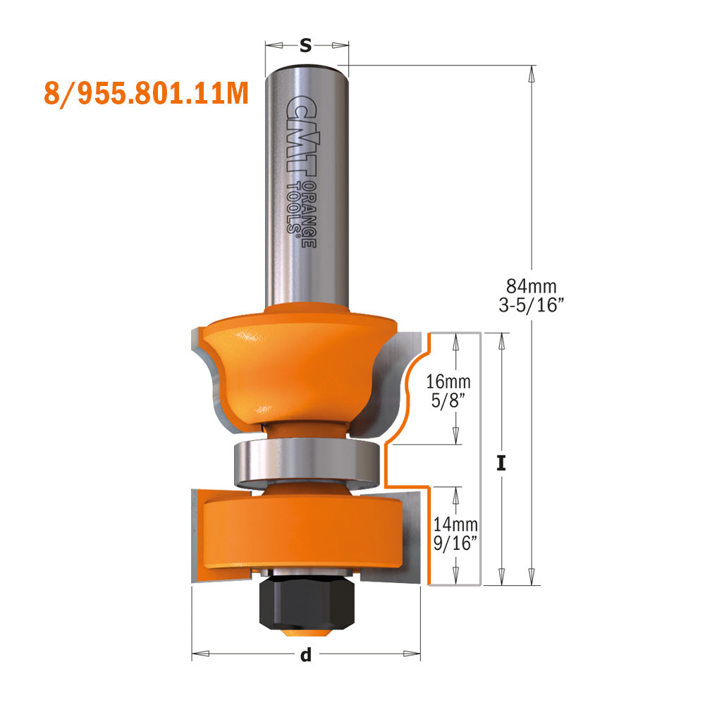 CMT 855.801.11 - 1/2" Shank Window Sash Router Bit Set