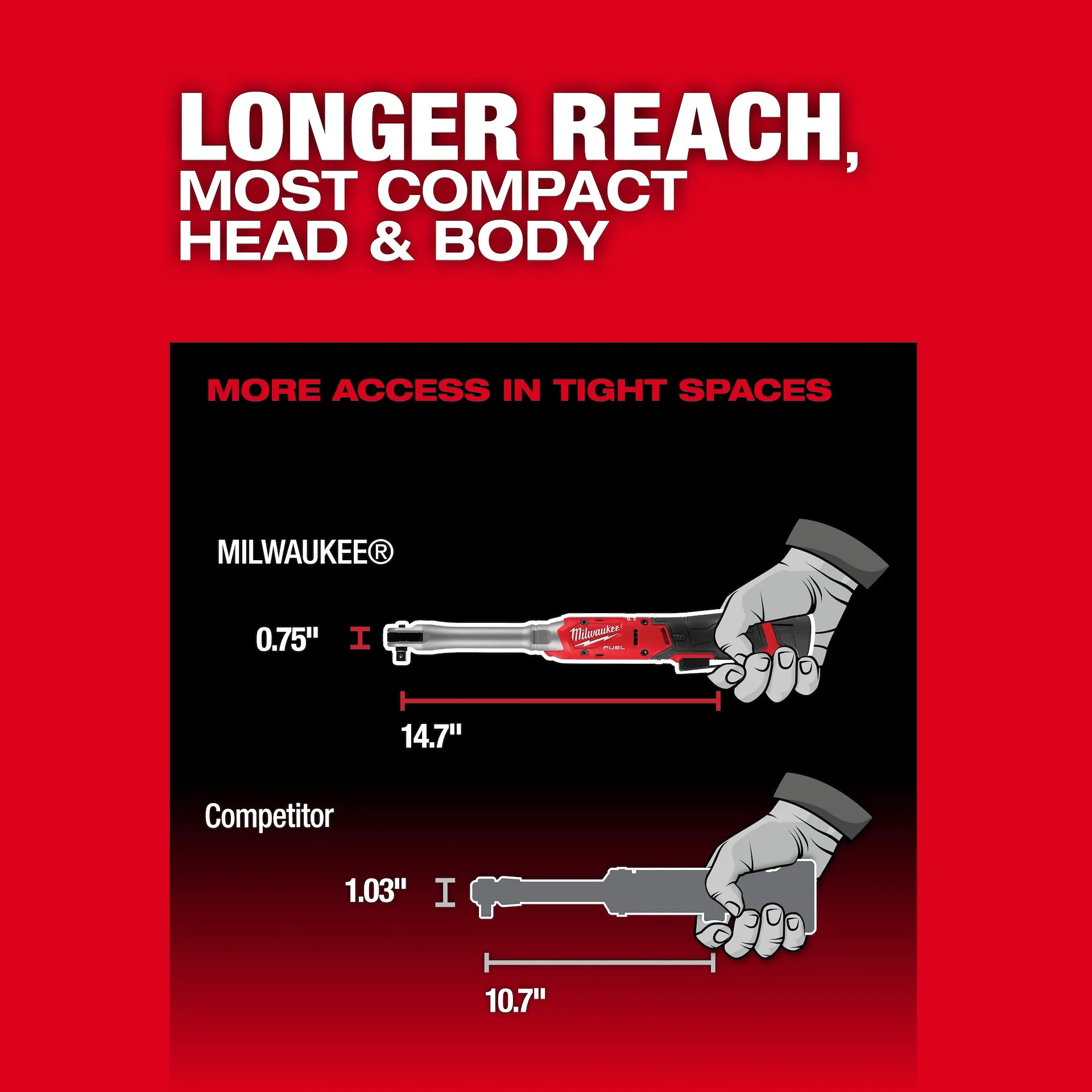 Milwaukee 3059-20 - M12 FUEL™ 3/8" Extended Reach Ratchet