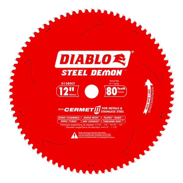 Diablo D1280CF - 12" x 80-Teeth Steel Demon™ Cermet II Saw Blade for Thin Metal
