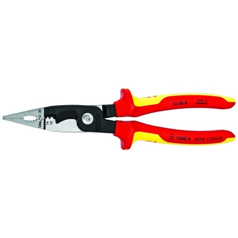 KNIPEX 13888US - 8" 6-in-1 Electrical Installation Pliers 12 and 14 AWG-1000V Insulated