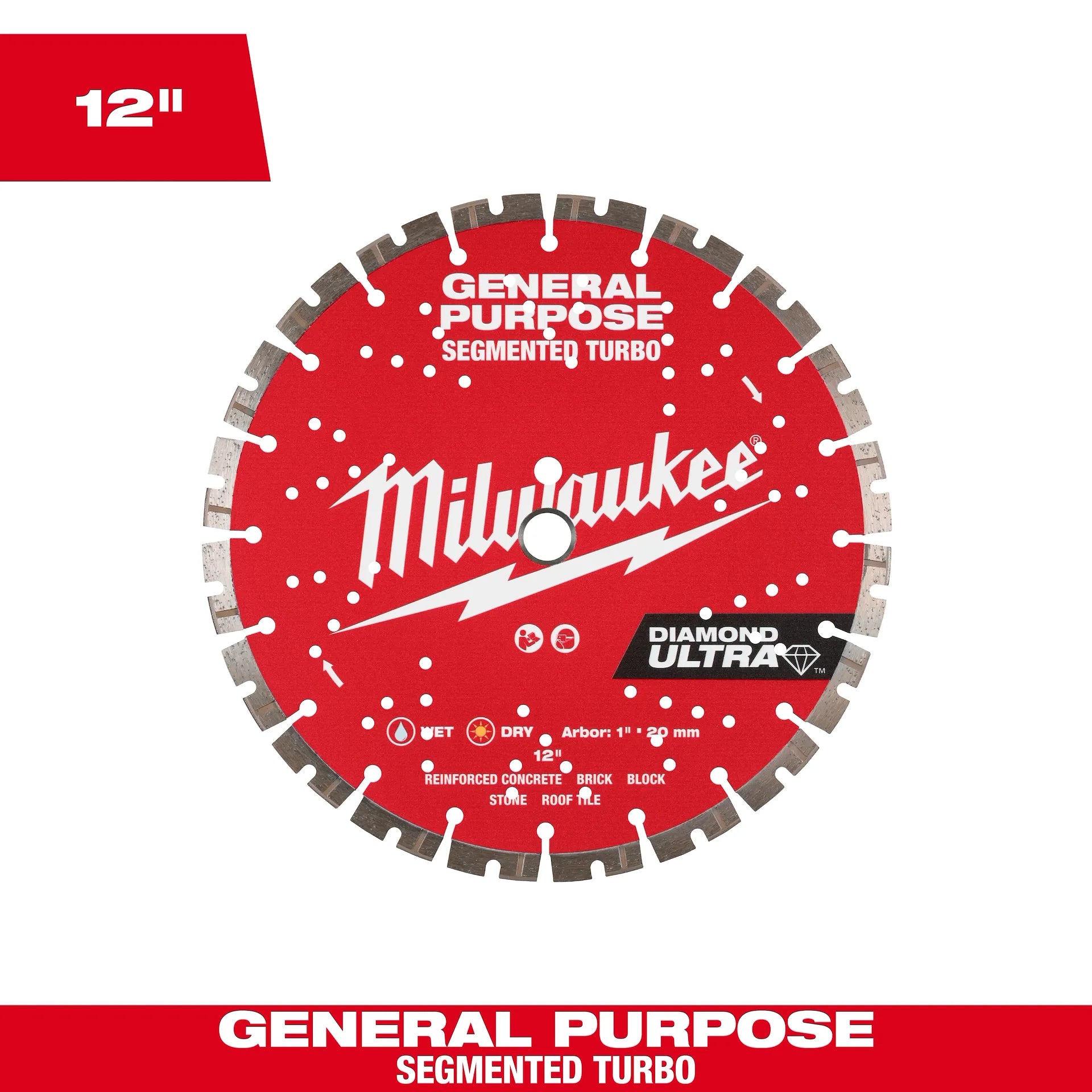 Milwaukee 49-93-7535 - 12" DIAMOND ULTRA™ Segmented Turbo General Purpose Blade