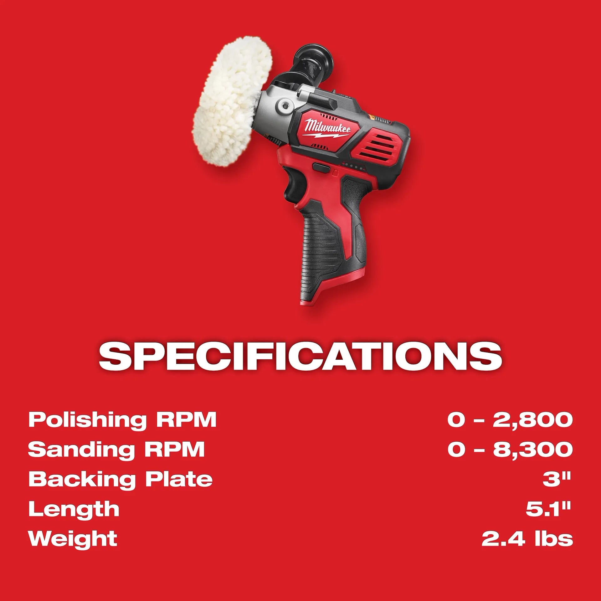 Milwaukee 2438-20 - M12™ Variable Speed Polisher/Sander