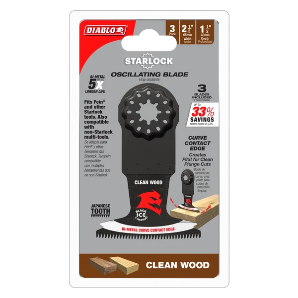 Diablo DOS250JBW3 - 2-1/2" Demo Demon™ Starlock Bi-Metal Oscillating Blades for Clean Wood (3-pk)