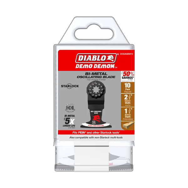 Diablo DOS250BW10 - 2-1/2" Demo Demon™ Starlock Bi-Metal Oscillating Blades for Nail-Embedded Wood (10-pk)