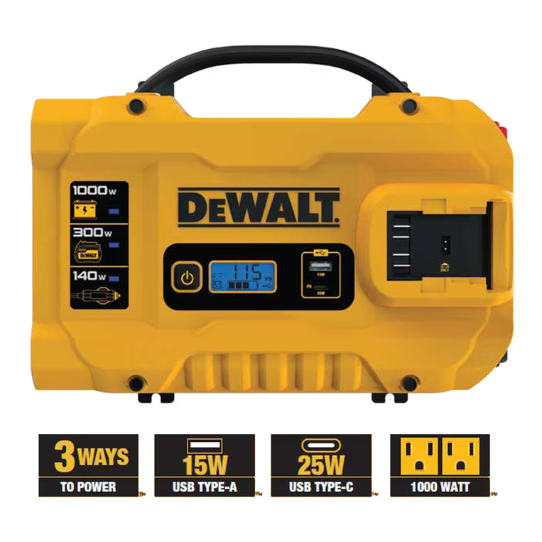 DEWALT DXAEPIP3W - 3-Way 1000-Watt Power Inverter - 20V MAX Compatible
