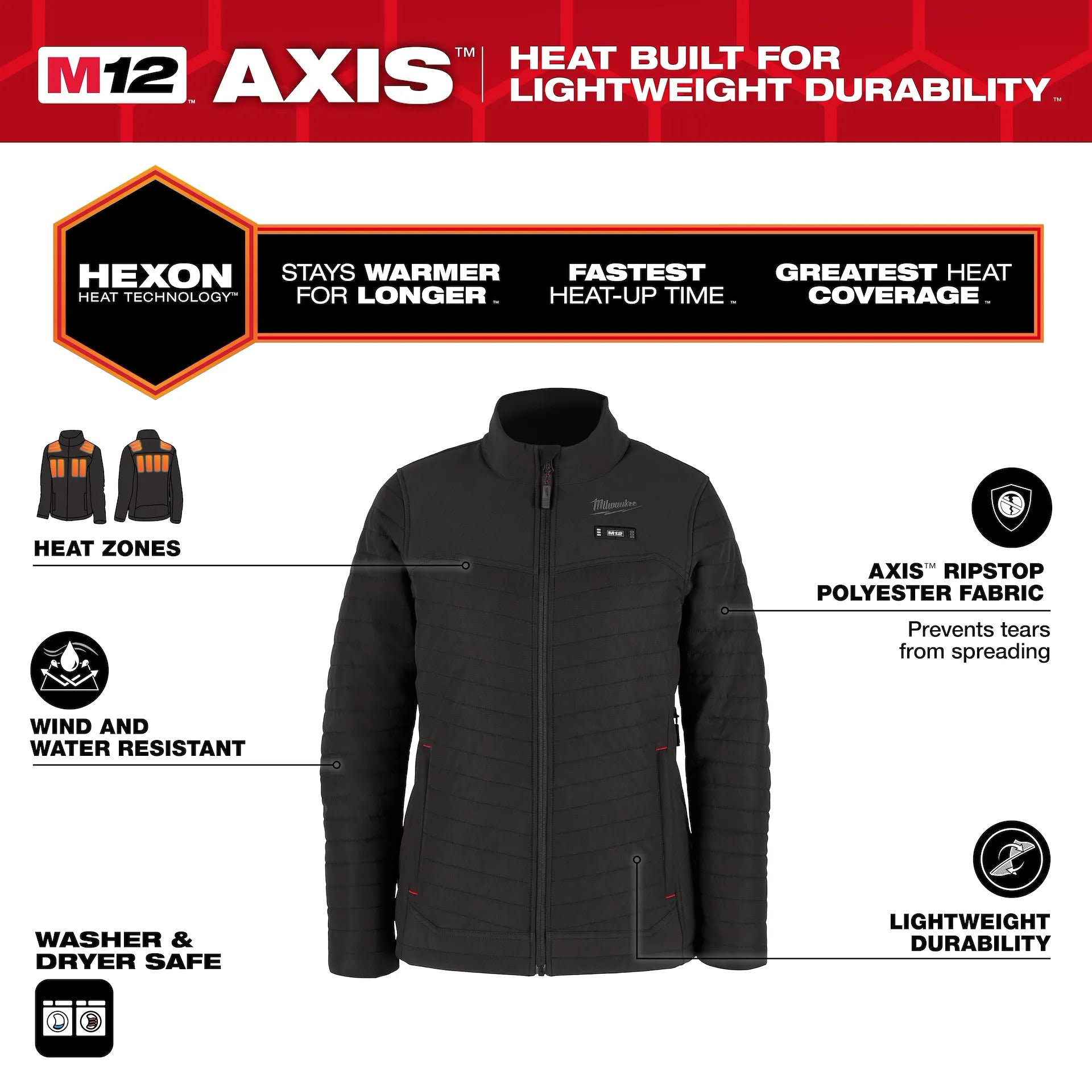 Milwaukee Women's Black AXIS Heated Jacket Kit
