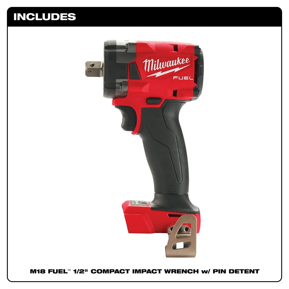 Milwaukee 2855P-20 - M18 FUEL™ 1/2 Compact Impact Wrench w/ Pin Detent - Wise Line Tools