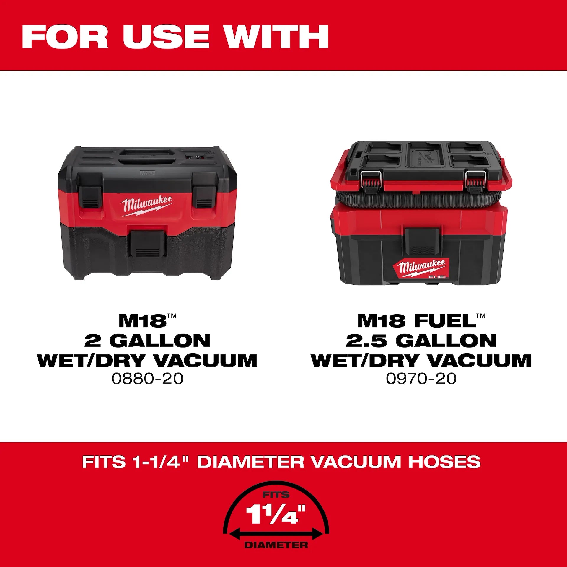 Milwaukee 49-90-2014 - 1-1/4” x 2’-6’ Expandable Vacuum Hose