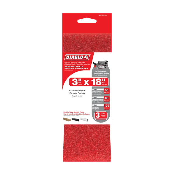 Diablo DCB318ASTS05G - 3" x 18" Assorted Sanding Belts (5-pc)