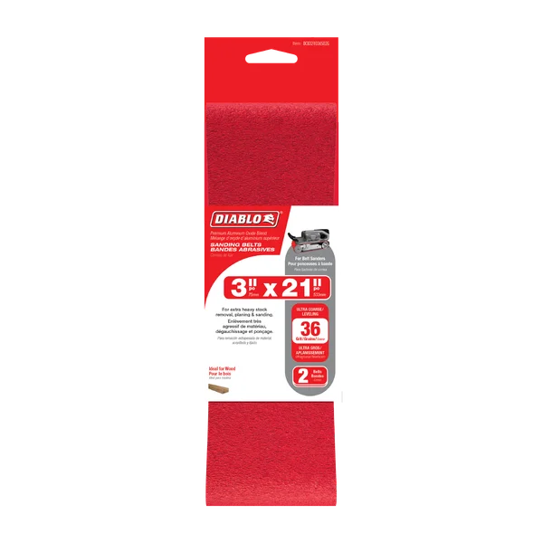 Diablo DCB321036S05G - 3" x 21" 36-Grit Sanding Belts (5-pk)