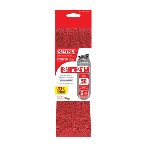 Diablo DCB321050S05G - 3" x 21" 50-Grit Sanding Belts (5-pk)