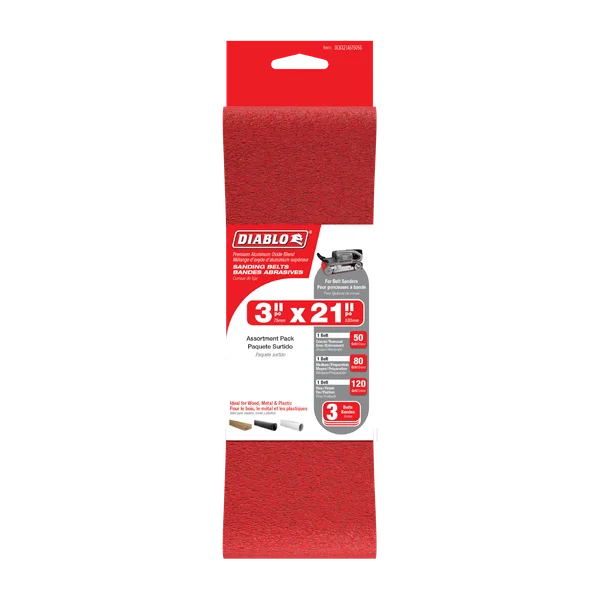 Diablo DCB321ASTS05G - 3" x 21" Assorted Sanding Belts (5-pc)