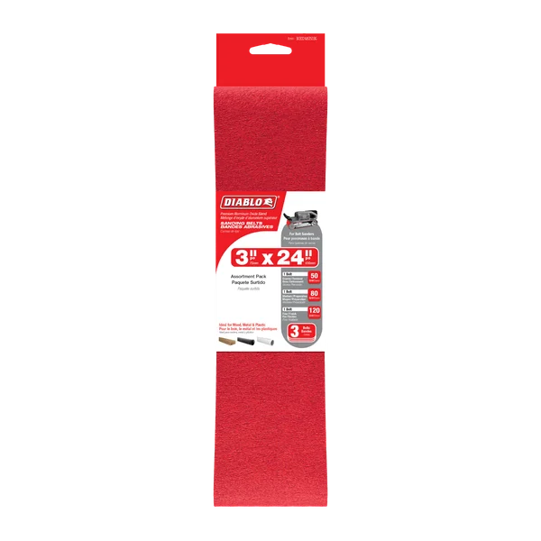 Diablo DCB324ASTS03G - 3" x 24" Assorted Sanding Belts (3-pc)