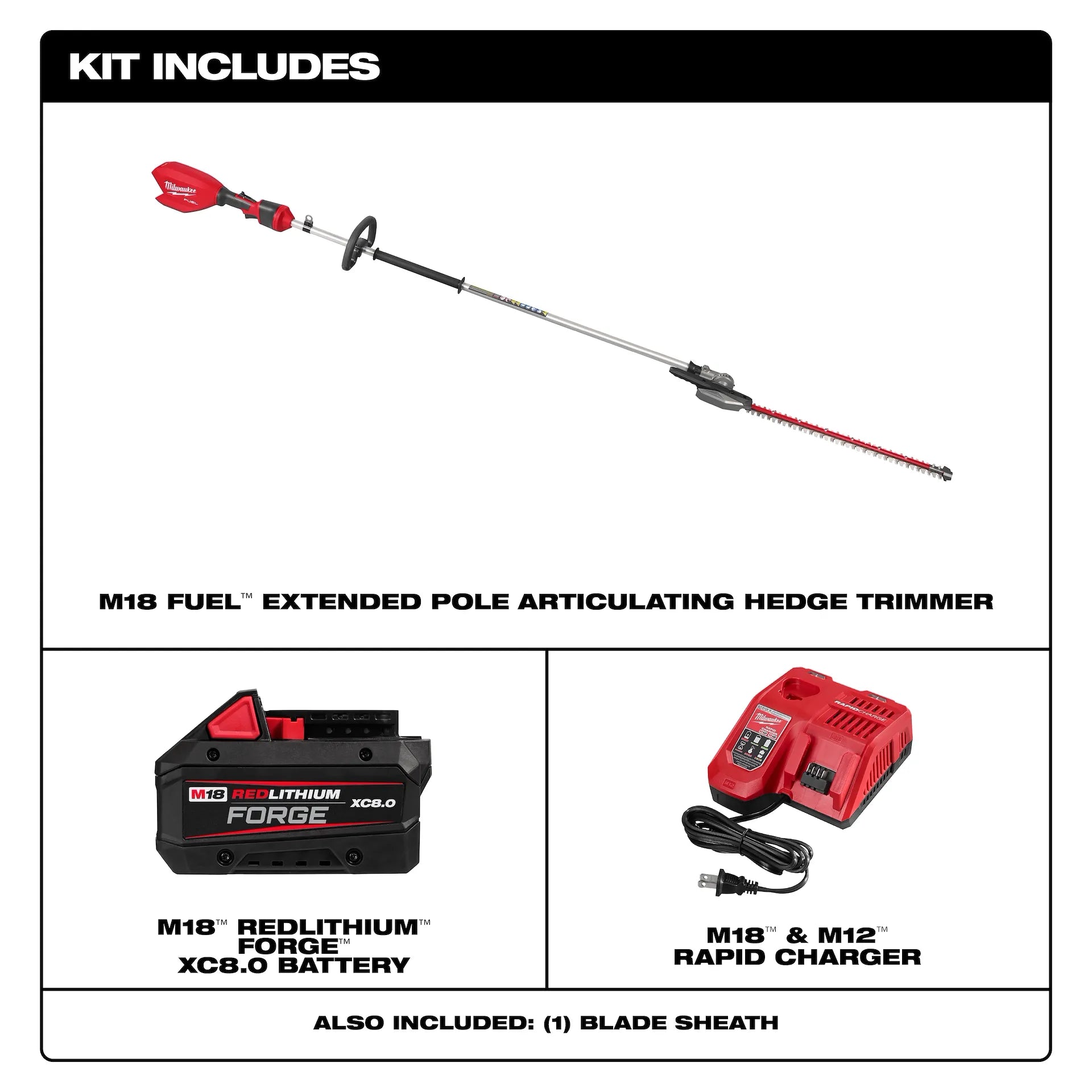 Milwaukee 3035-21 - M18 FUEL Extended Pole Articulating Hedge Trimmer Kit