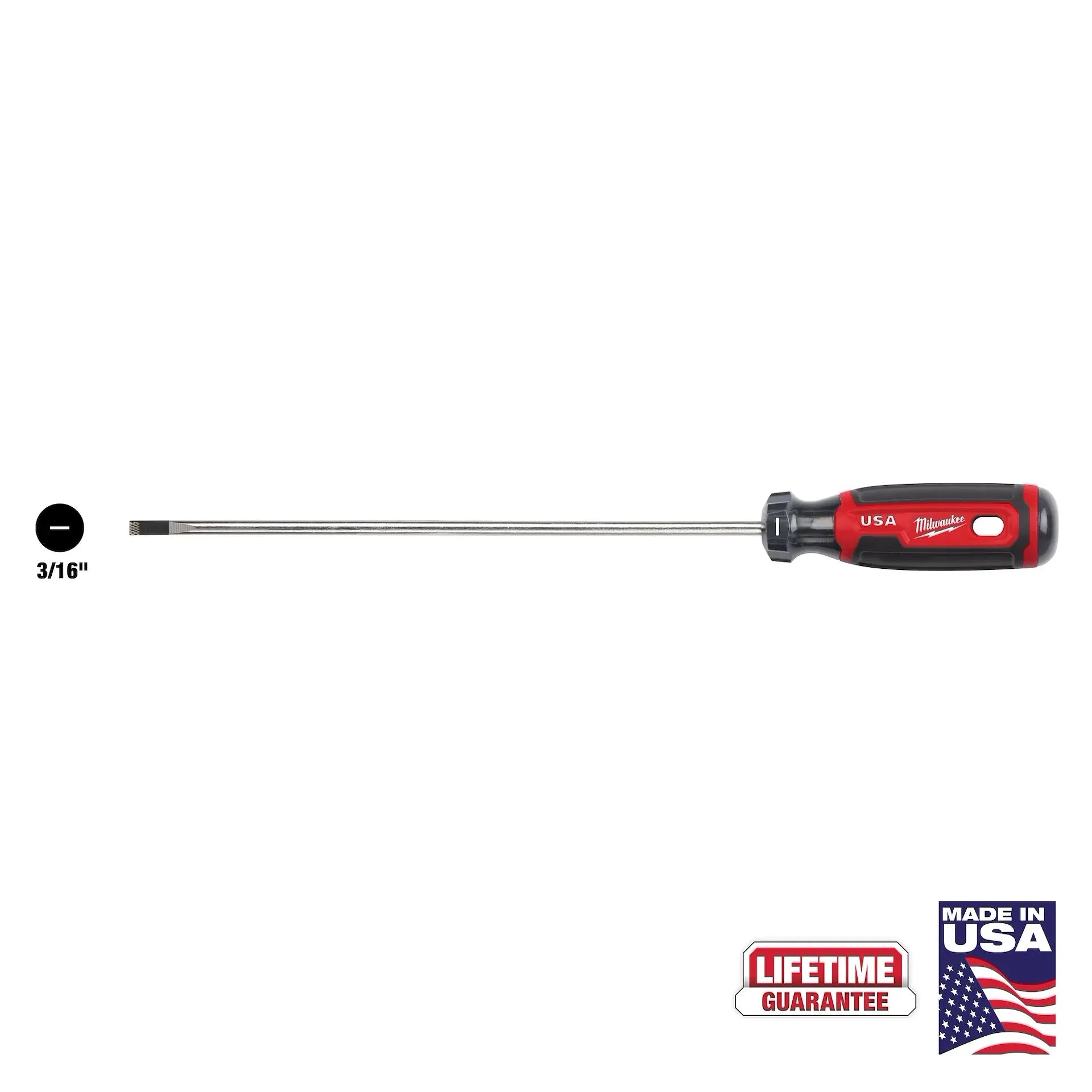 Milwaukee MT213 - 3/16" Cabinet 8" Cushion Grip Screwdriver (USA)
