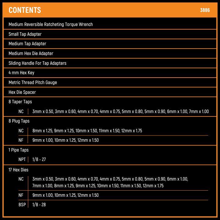 Gearwrench 3886 - 42 Piece Metric Ratcheting Tap and Die Set