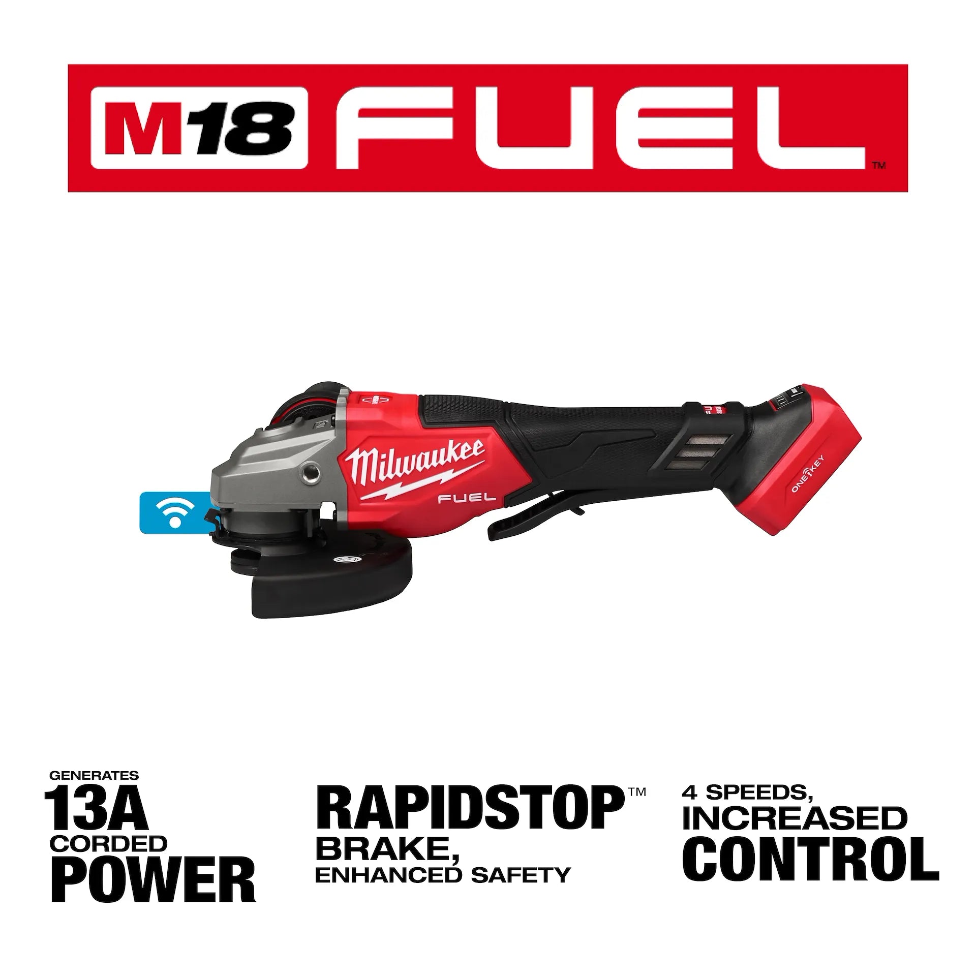 Milwaukee 3672-20 - M18 FUEL™ 4-1/2"-6" Variable Speed Braking Grinder, Paddle Switch w/ ONE-KEY™