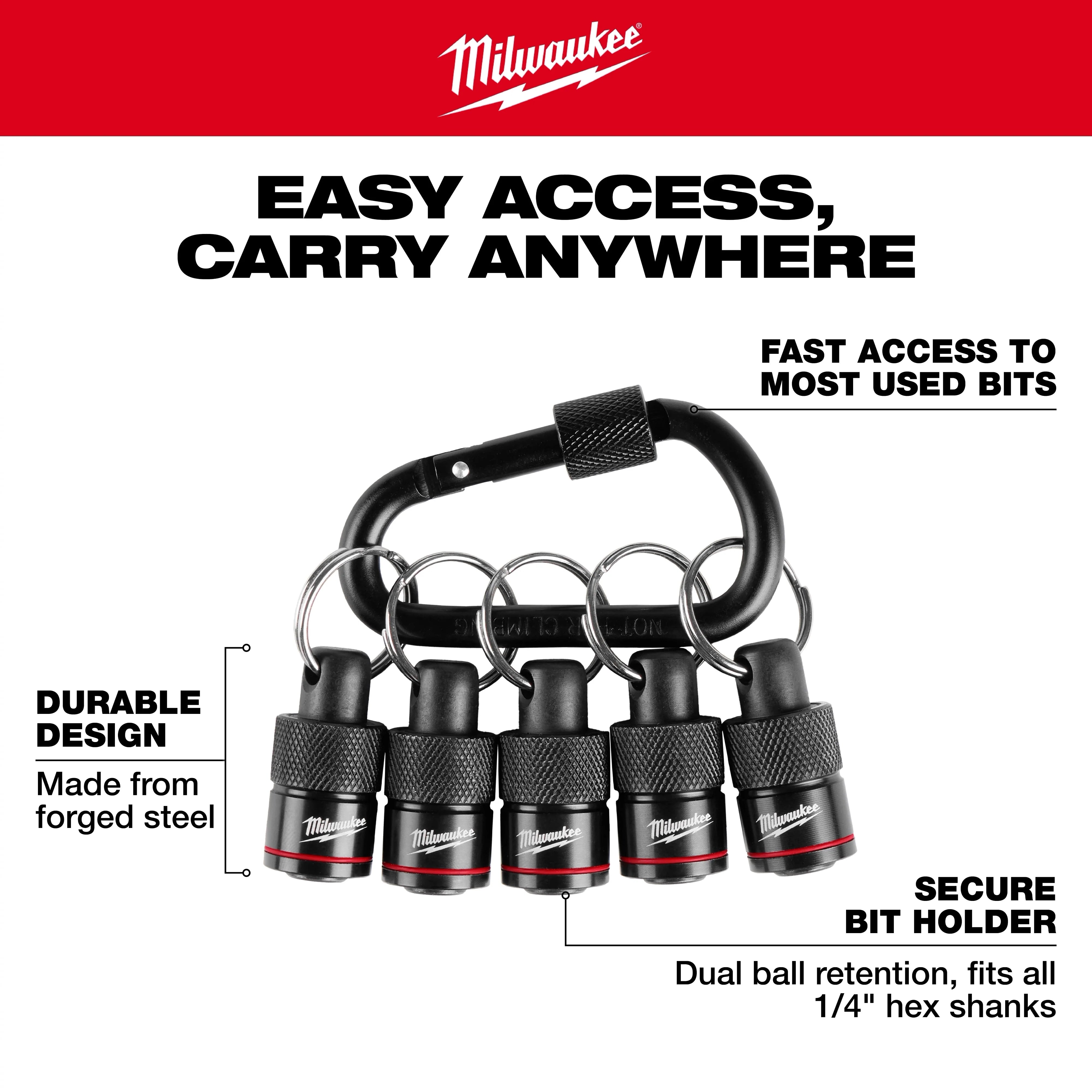 MILWAUKEE 48-32-4537 - 5PC Bit Holder with Carabiner MILWAUKEE