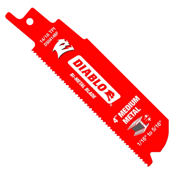 Diablo DS0414BF5 - 4" 14/18TPI Bi-Metal Reciprocating Saw Blades for Medium Metal (5-pk)