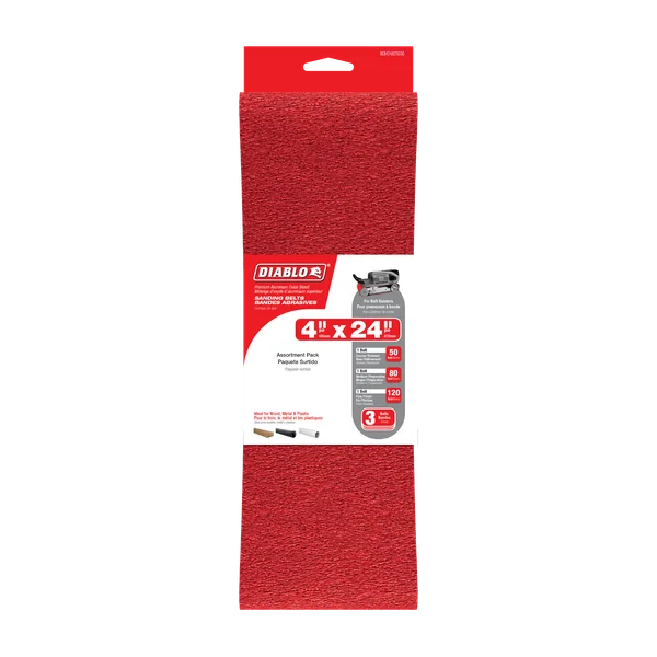 Diablo DCB424ASTS03G - 4" x 24" Assorted Sanding Belts (3-pc)