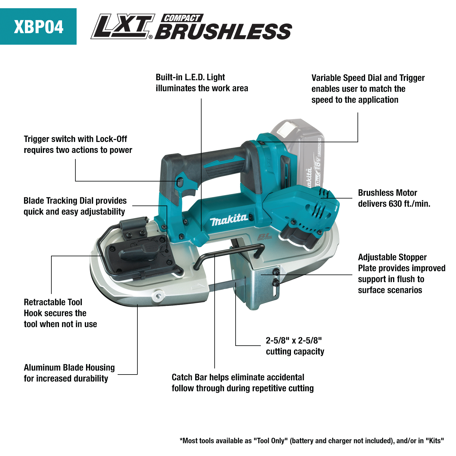 Makita XBP04Z - 18V LXT® Lithium‑Ion Compact Brushless Cordless Band Saw
