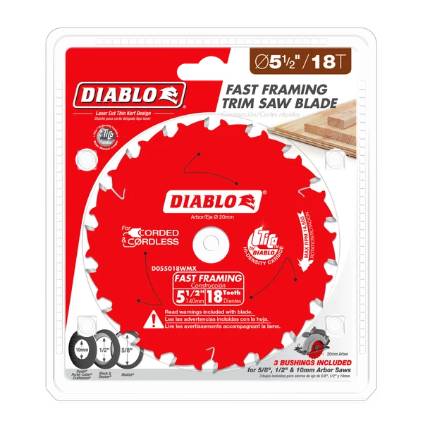 Diablo D055018WMX - 5-1/2" x 18-Teeth Fast Framing Saw Blade for Wood