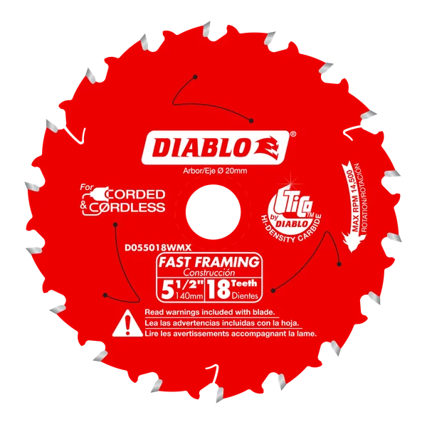 Diablo D055018WMX - 5-1/2" x 18-Teeth Fast Framing Saw Blade for Wood