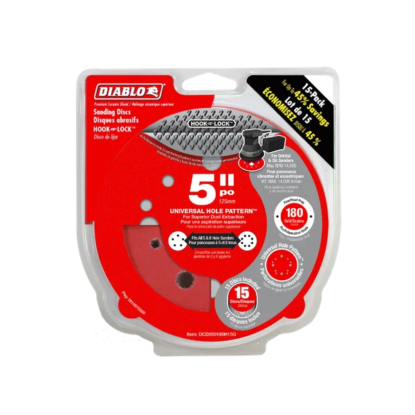 Diablo 5" 180-Grit Hook & Lock™ ROS Sanding Discs