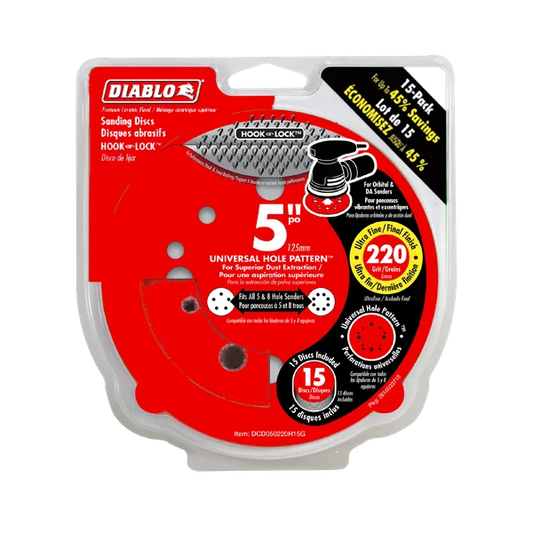 Diablo 5" 220-Grit Hook & Lock™ ROS Sanding Discs