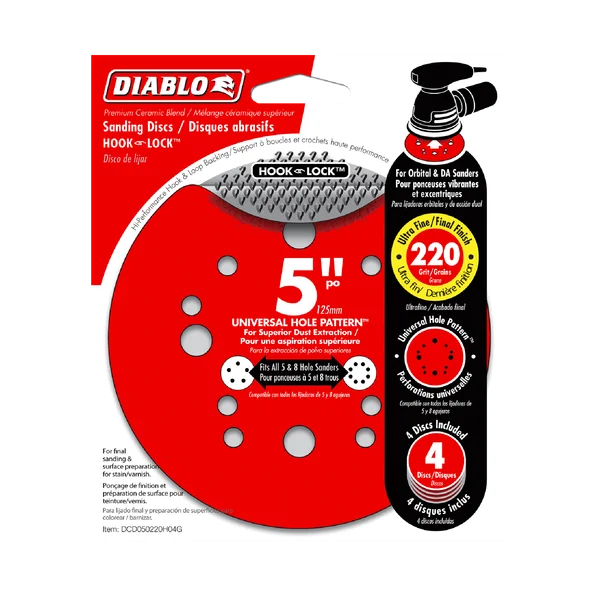 Diablo 5" 220-Grit Hook & Lock™ ROS Sanding Discs