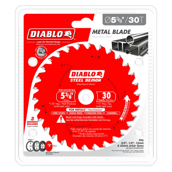Diablo D053830FMX - 5-3/8" x 30-Teeth Steel Demon™ Carbide Saw Blade for Medium Metal