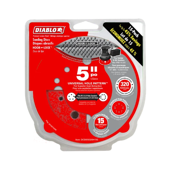 Diablo 5" 320-Grit Hook & Lock™ ROS Sanding Discs