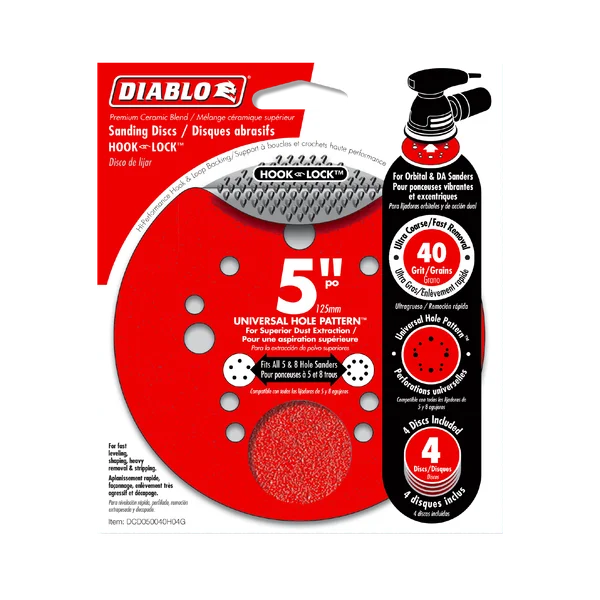 Diablo 5" 40-Grit Hook & Lock™ ROS Sanding Discs