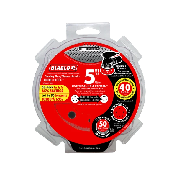 Diablo 5" 40-Grit Hook & Lock™ ROS Sanding Discs
