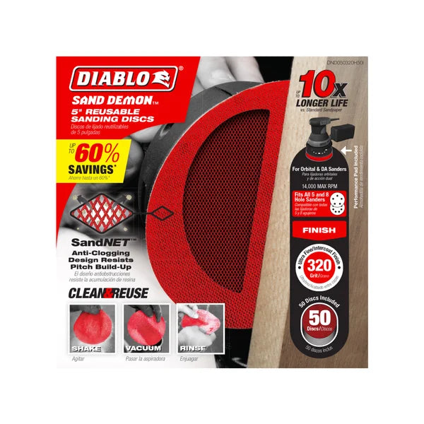 Diablo 5" Sand Demon™ 320-Grit Sanding Discs with Connection Pad