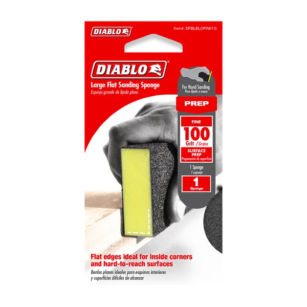 Diablo DFBLBLOFIN01G - 5" x 3" x 1" 100-Grit Large Flat Edge Sanding Sponge