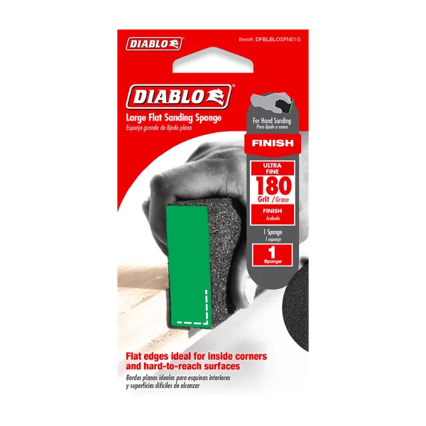 Diablo DFBLBLOSFN01G - 5" x 3" x 1" 180-Grit Large Flat Edge Sanding Sponge