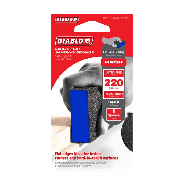 Diablo DFBLBLOMFN01G - 5" x 3" x 1" 220-Grit Large Flat Edge Sanding Sponge