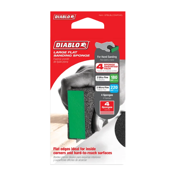 Diablo DFBLBLOSFN04G - 5" x 3" x 1" 60-Grit Large Flat Edge Sanding Sponges (4-pk)
