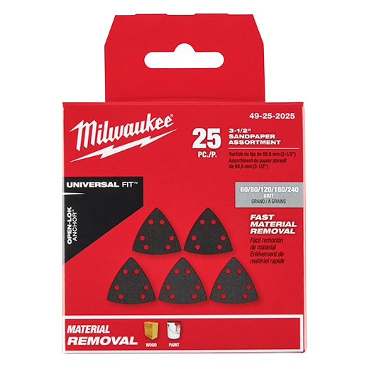 Milwaukee 49-25-2025 - 3-1/2" Triangle Sandpaper 25pk