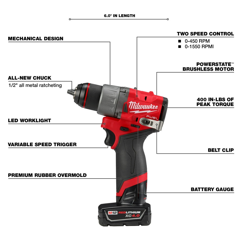 Milwaukee 3403-22 - M12 FUEL™ 1/2" Drill/Driver Kit Milwaukee