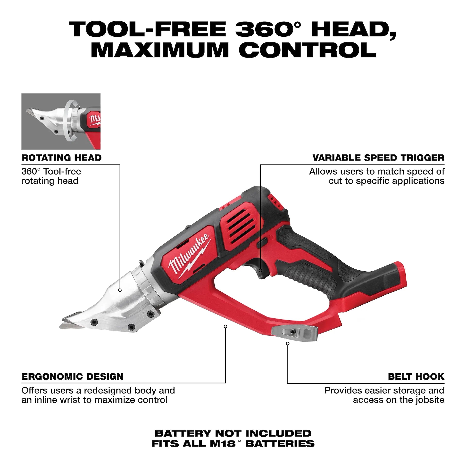 Milwaukee 2635-20 - M18™ Cordless 18 Gauge Double Cut Shear